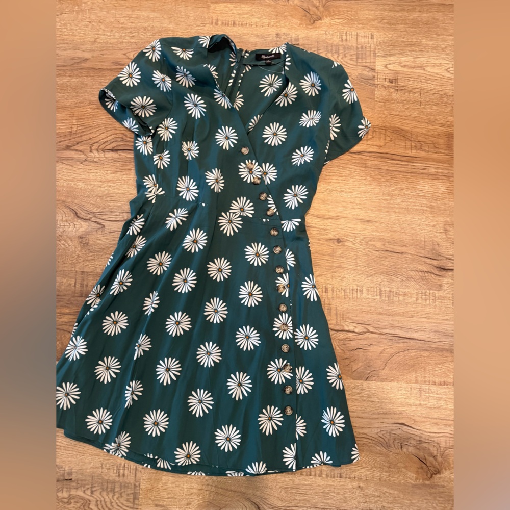 Madewell Teal Dress with White Floral Design